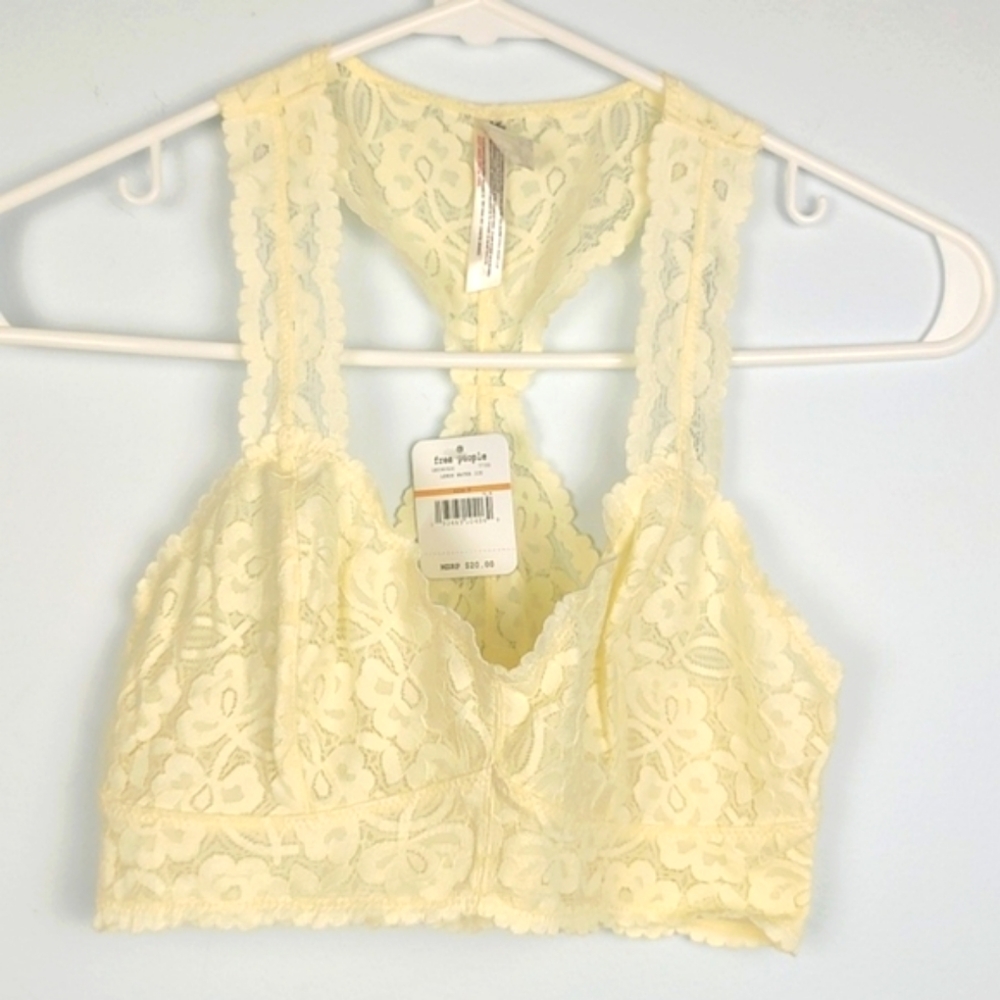 Free People Galloon lemon water ice Lace Racerback